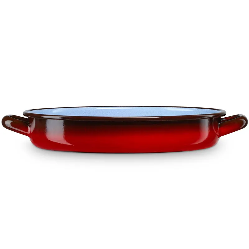 Briebe Ignea Cacerola Baja Inducción 32cm Cazuela 3,5L Fuente Acero Esmaltado Vitrificado Vintage Fuego Horno, , Rojo - Cocina