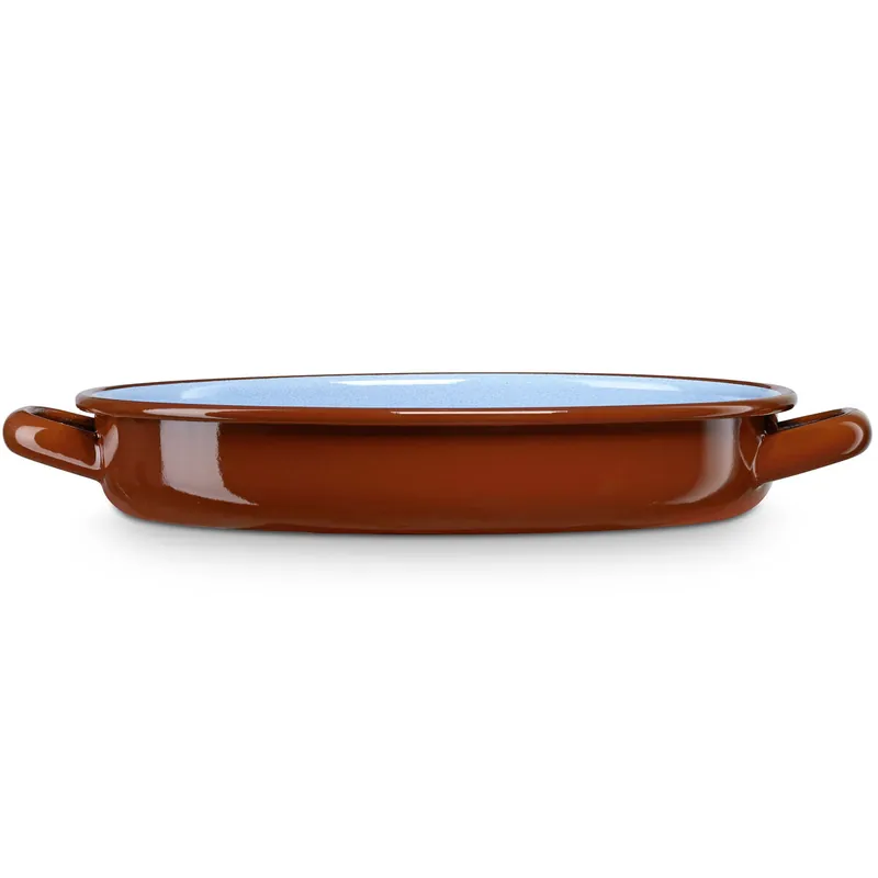 Briebe Terra Cacerola Baja Inducción 18cm Cazuela 0,9L Fuente Acero Esmaltado Vitrificado Vintage Fuego Horno, , Marrón - Cocina