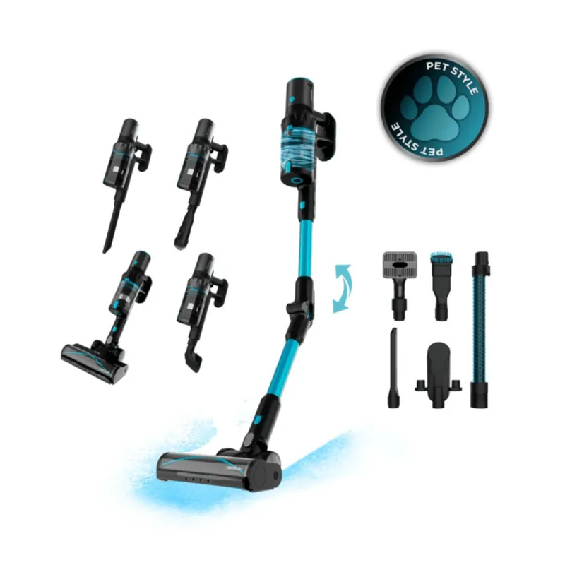 Aspirador vertical Cecotec Conga Rockstar 3500 Storm Pet Flex 500W antienredos negro/azul - Electrodomésticos