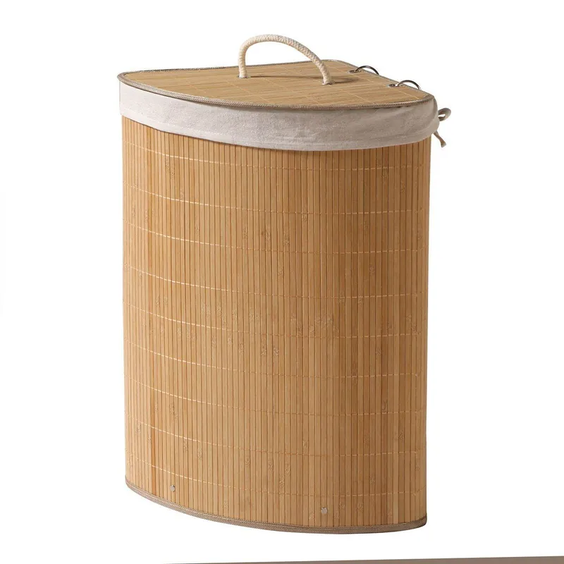 Cesta de ropa de esquina de bambú - H60 cm