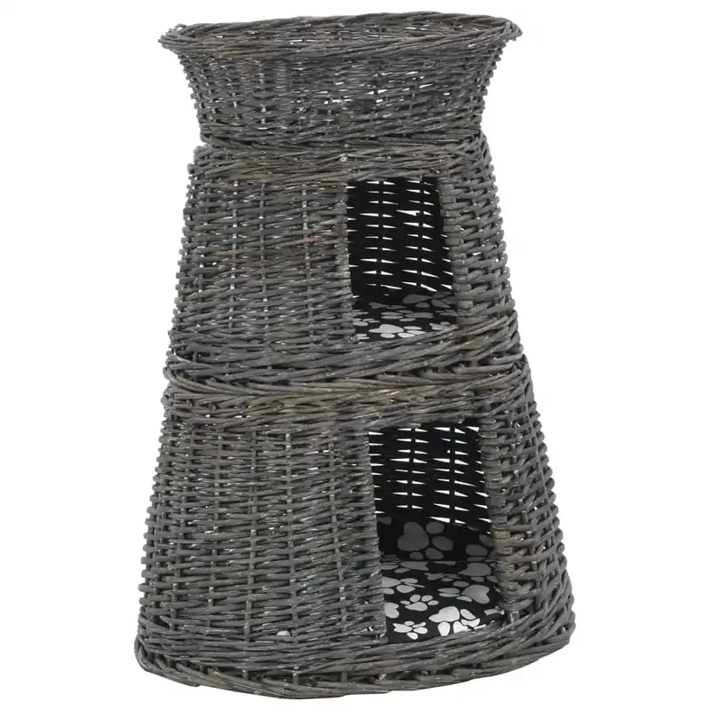 vidaXL Cestas de gatos 3 uds con cojines sauce natural gris 47x34x60cm - Jardín