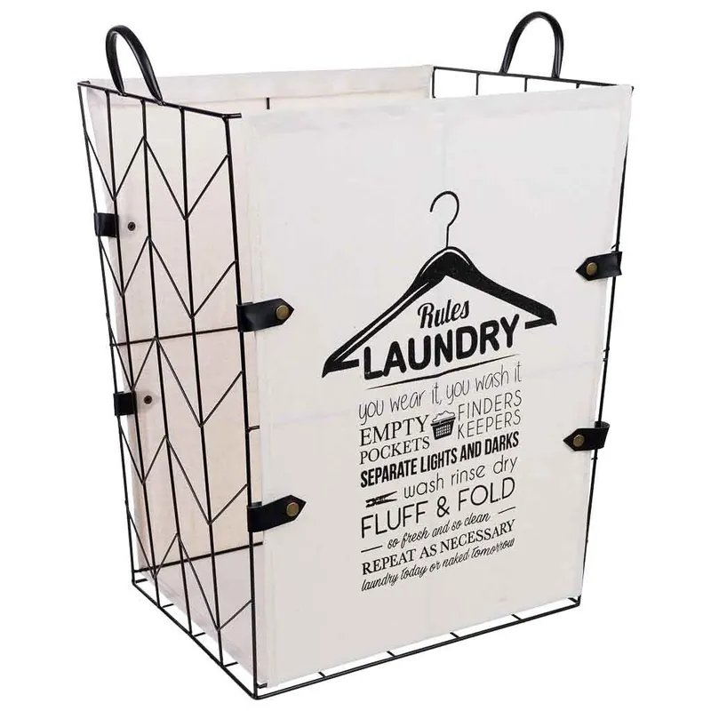 Cesto de la ropa de metal y tela 45x36x56/63 - Baño