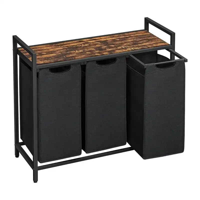 Cesto de ropa con 3 compartimentos de 38L - Baño