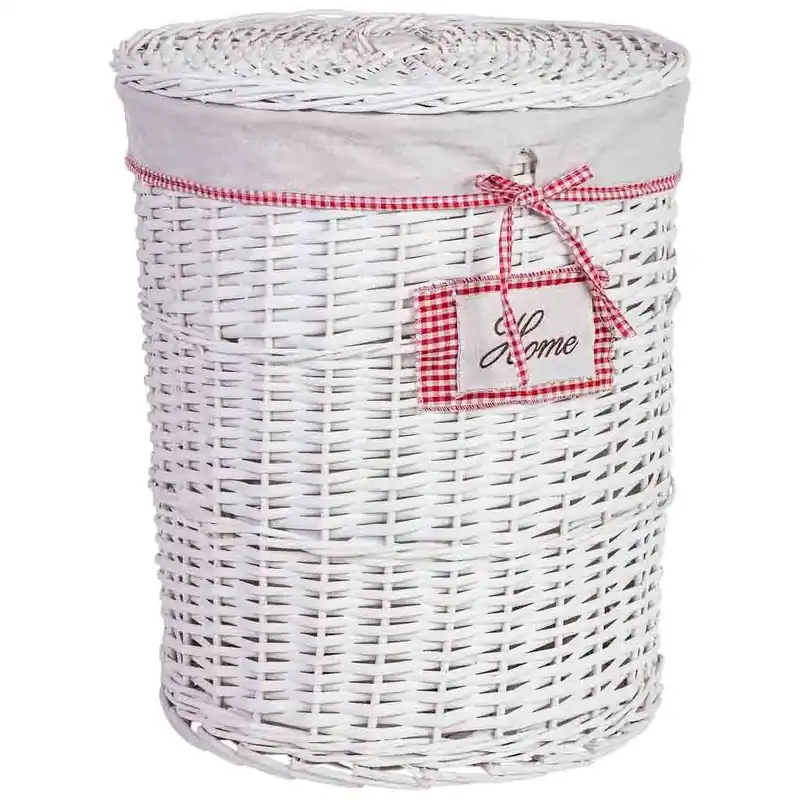 Cesto de ropa de mimbre gris 43x43x52h cm - Baño