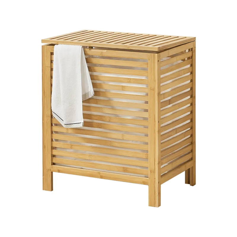 Cesto de Ropa Sucia de Bambú Skövde máx 65 litros 50,5 x 35,5 x 60 cm [en.casa] - Baño
