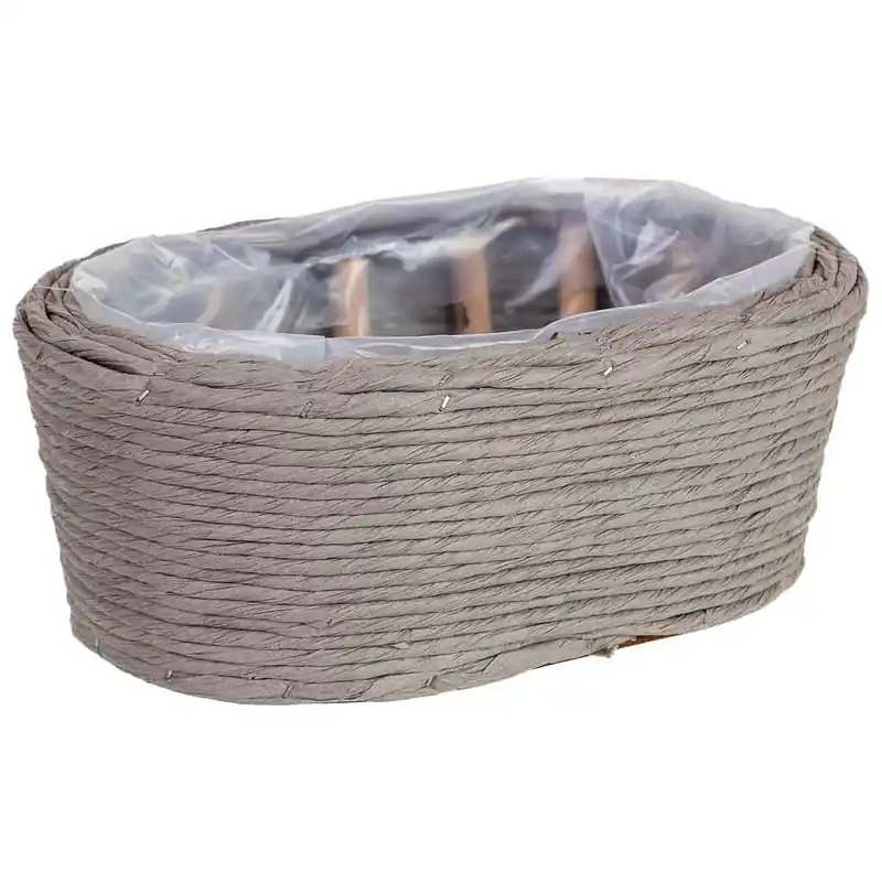 Cesto ovalado de mimbre gris 28x19x11h cm - Decoración