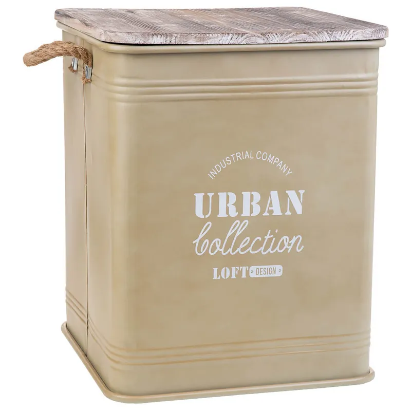 Cesto para la Ropa Sucia Alexandra House Living Urban Beige Cáñamo Metal Madera de abeto - Baño