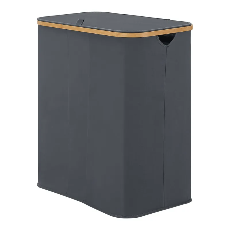 Cesto ropa sucia Rusko con 3 bolsas extraíbles bambú Oxford 600D 69 x 57 x 37 cm - Gris oscuro [en.casa]