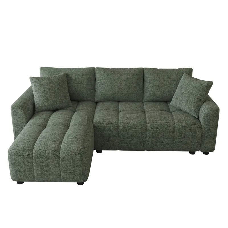 Chaise longue 3 plazas fija reversible de tela,gris - Sofás sillones puffs