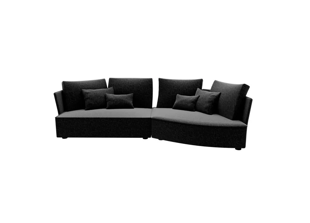 Chaise longue derecha 4 plazas LUGANO tela 1 color azul - Sofás sillones puffs