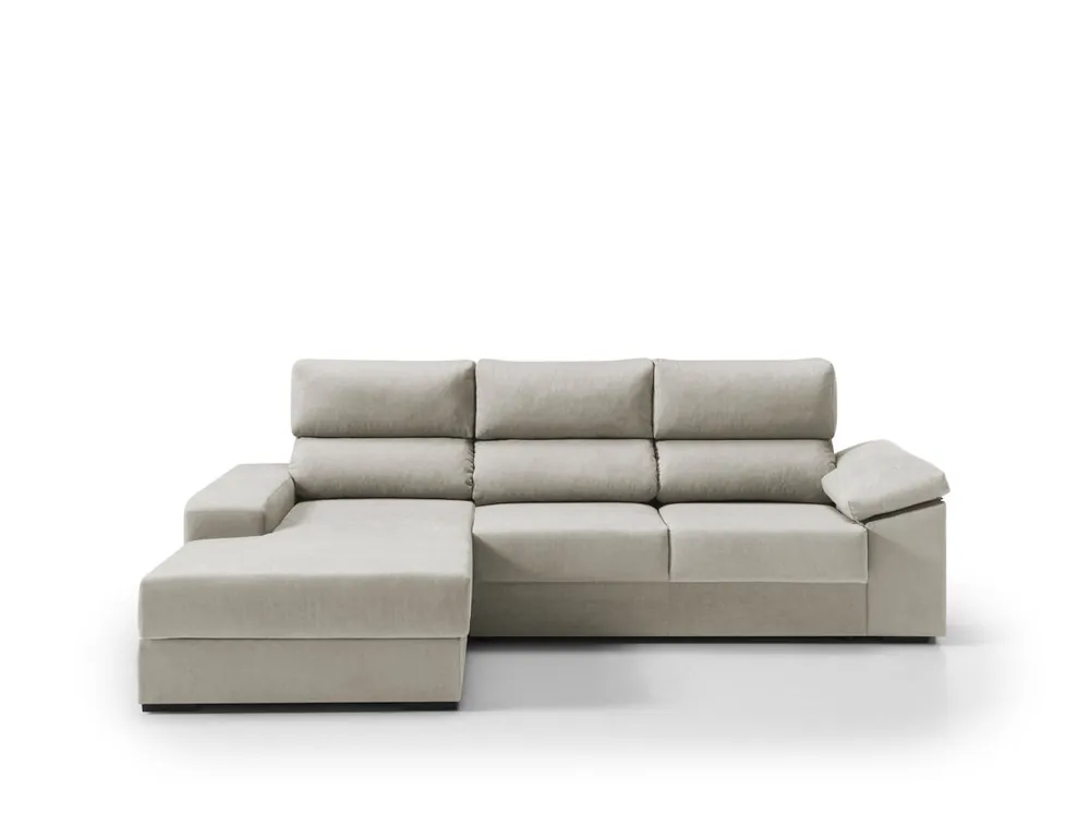 Chaise longue 4 plazas izquierda con arcón RUBIK color beige - Sofás sillones puffs