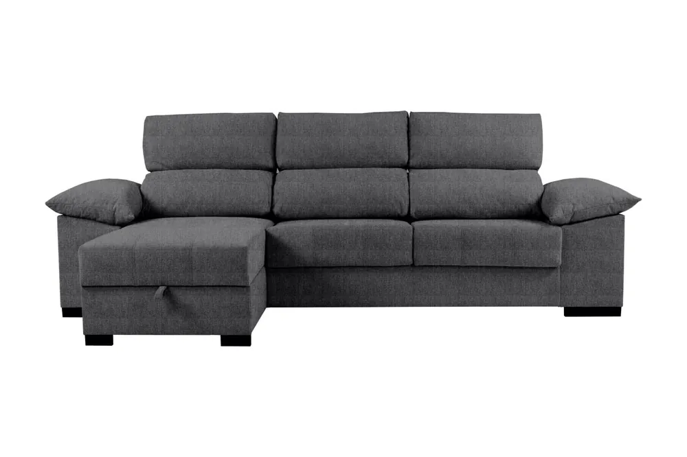 Chaise longue LUCAS reversible 3 plazas gris oscuro - Sofás sillones puffs