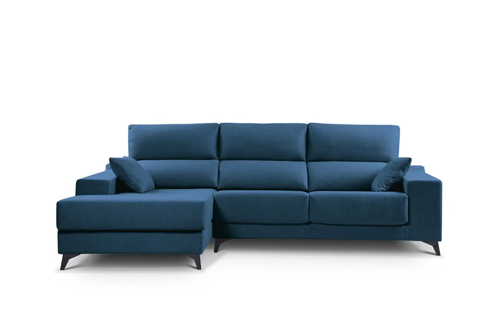 Chaise longue XL con arcón NOELIA izquierda 4 plazas azul claro - Sofás sillones puffs
