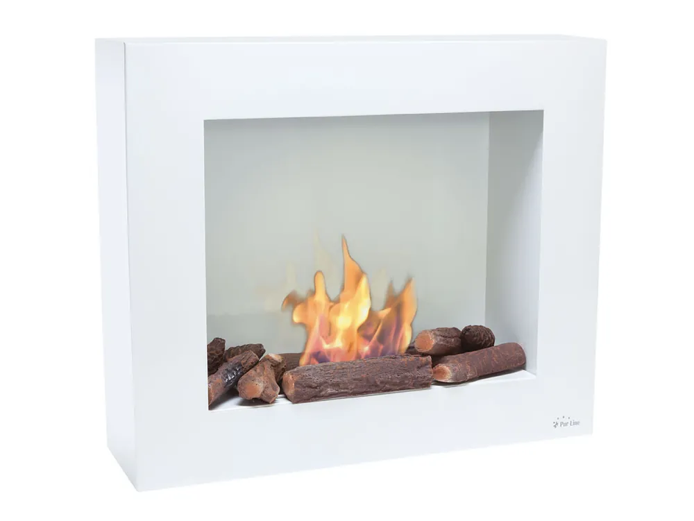 Chimenea de etanol de 1.75kW y 1.2L de capacidad. Diseño rectangular en acero lacado blanco - Electrodomésticos