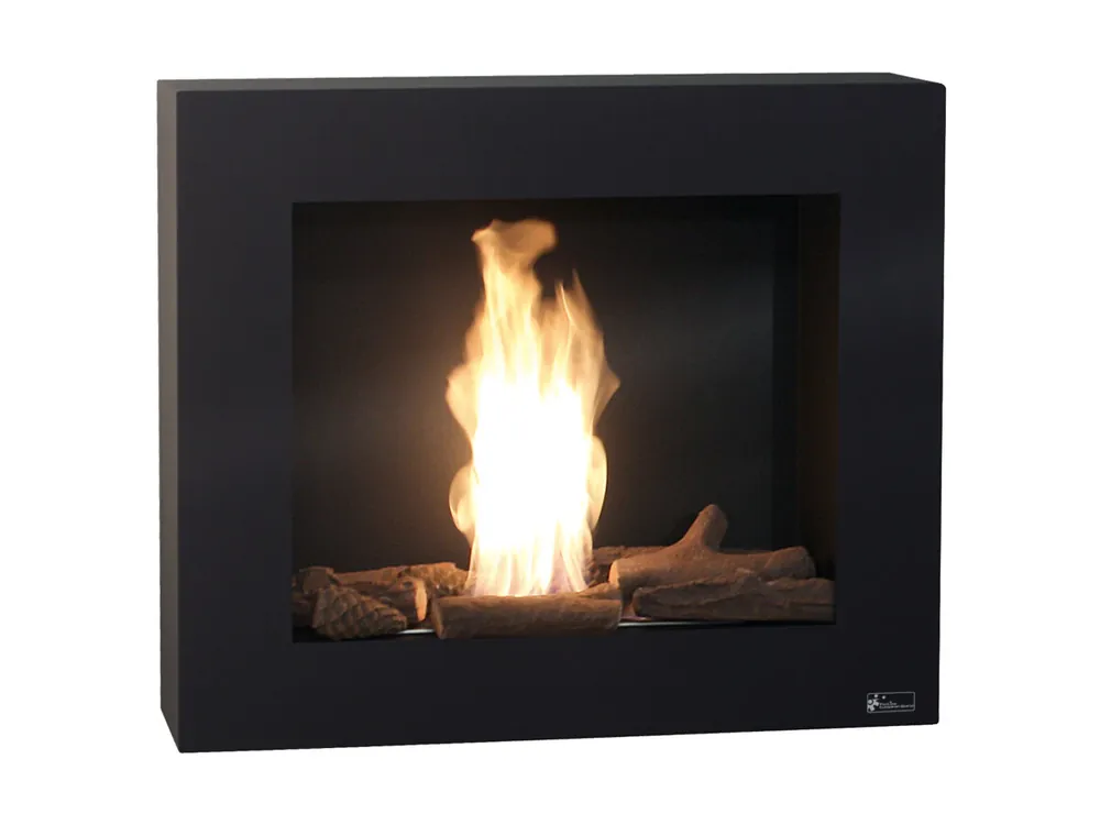 Chimenea de etanol de 1.75kW y 1.2L de capacidad. Diseño rectangular en acero lacado negro - Electrodomésticos