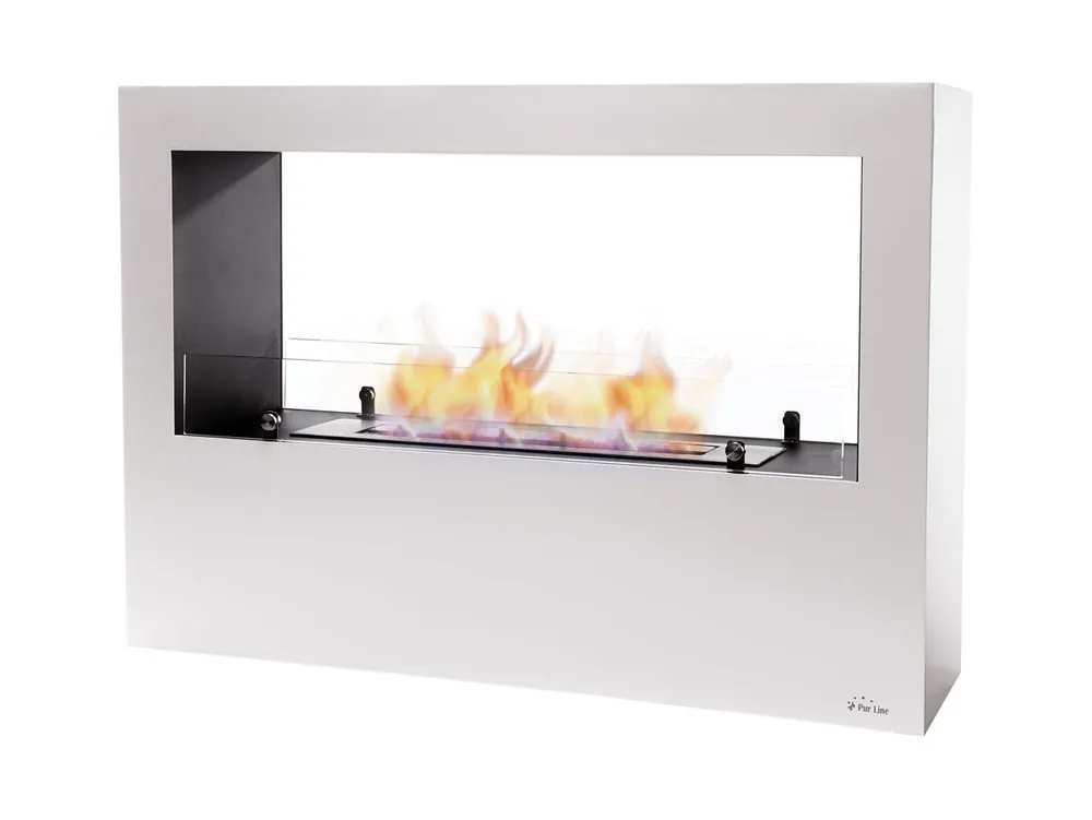 Chimenea de etanol rectangular acabada en acero lacado blanco. Incluye un depósito de 3L - Electrodomésticos