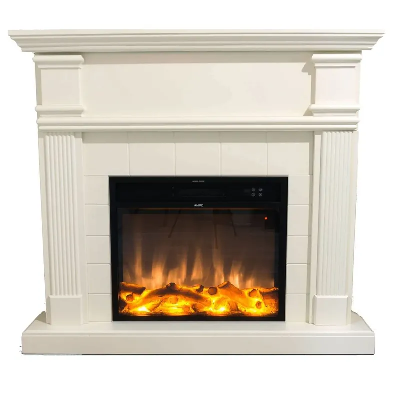 Chimenea Eléctrica Completa Con Inserto Eléctrico De 1500 w Con Efecto De Llama Superrealista y Revestimiento De Madera Mdf Blanco Crema. Mando a Distancia Incluido, Sólo Se Puede Utilizar El Efecto De La Llama. Adecuado Para Todas Las Habitaciones De La - Electrodomésticos