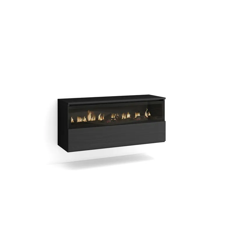 Chimenea eléctrica LED, Sin Calor, 102x35x45cm, 1 Hueco, 1 Puerta, Chimenea eléctrica, Colgado, Suspendido, Estilo Moderno, Negro - Electrodomésticos