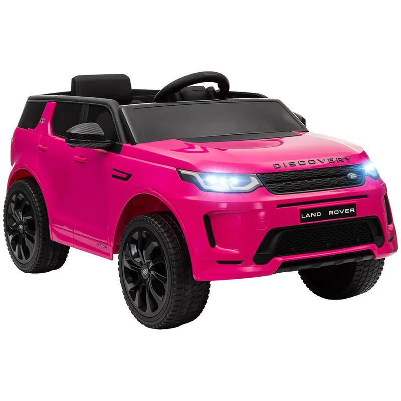 AIYAPLAY Coche Eléctrico para Niños de +3 Años con Licencia Land Rover Discovery Sport Carro Eléctrico Infantil con Batería 12V Mando a Distancia Arranque Lento Faros Bocina y Música Rosa - Electrónica