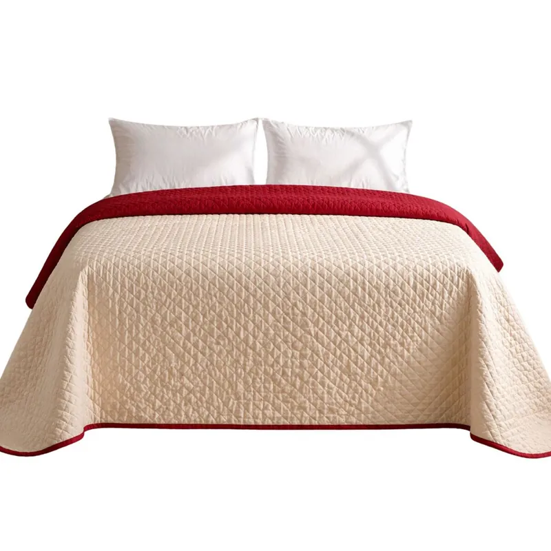 Colcha Bicolor Reversible Beige/Rojo Cama 90cm Donegal Collections - Textil