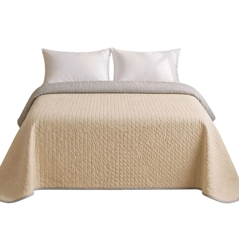 Colcha Bicolor Reversible Beige/Lino Cama 90cm Donegal Collections - Textil