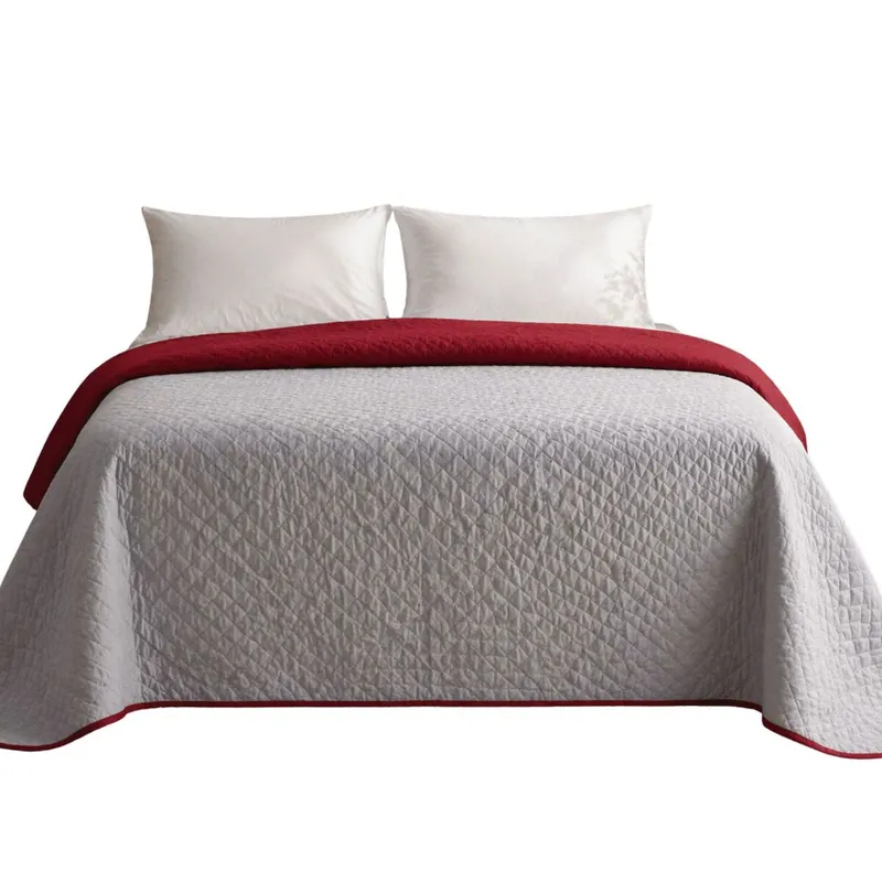 Colcha Bicolor Reversible Gris/Rojo Cama 90cm Donegal Collections - Textil