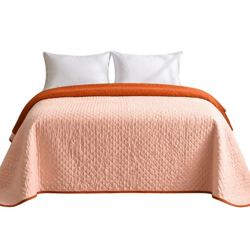 Colcha Bicolor Reversible Teja/Coral Cama 90cm Donegal Collections - Textil
