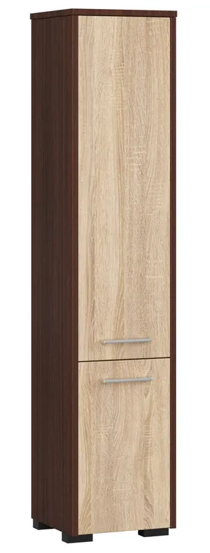 Columna de baño AKORD FIN Wenge 30 cm 2 puertas frente en color Roble Sonoma 5 estantes 30x30x140 cm