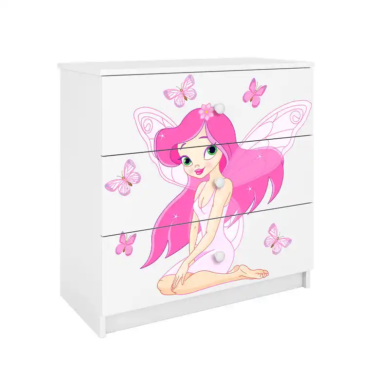 Cómoda 3 cajones Kocot Kids Babydream El Hada de las Mariposas - Blanco