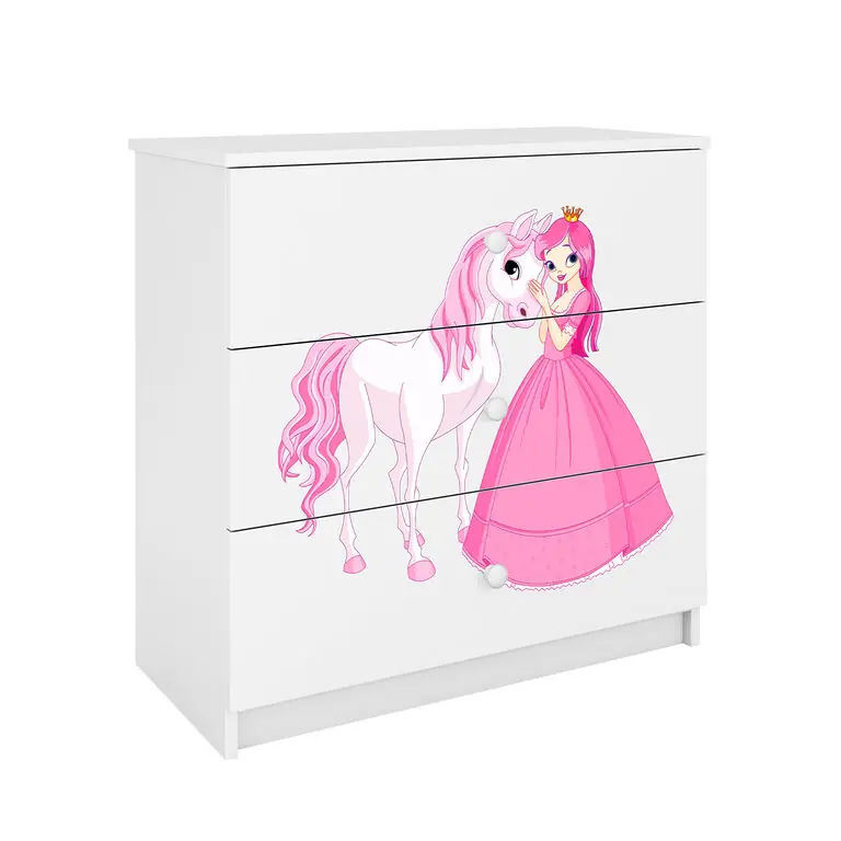Cómoda 3 cajones Kocot Kids Babydream La Princesa y el Caballo - Blanco