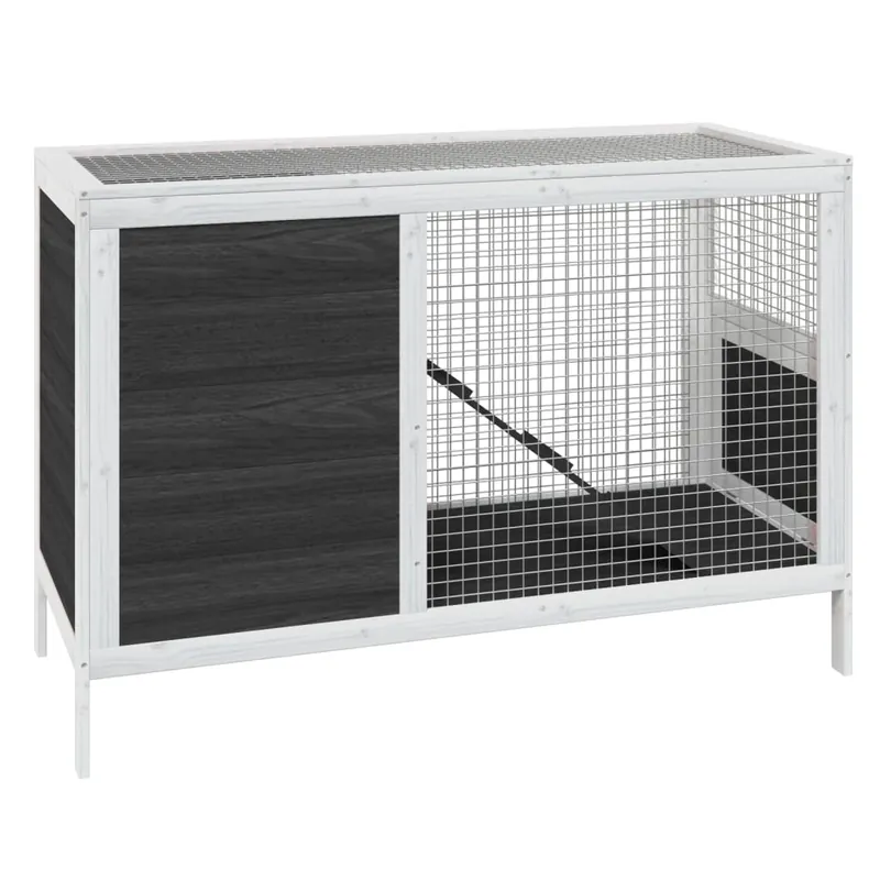 vidaXL Conejera de madera maciza de pino gris 103x44x69,5 cm - Jardín