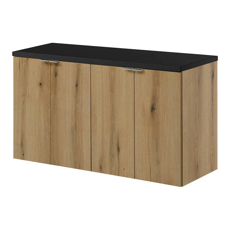 Conjunto de 2 muebles bajo lavabo Newport con puertas 100x60x40 cm - Efecto Roble/Negro [en.casa]