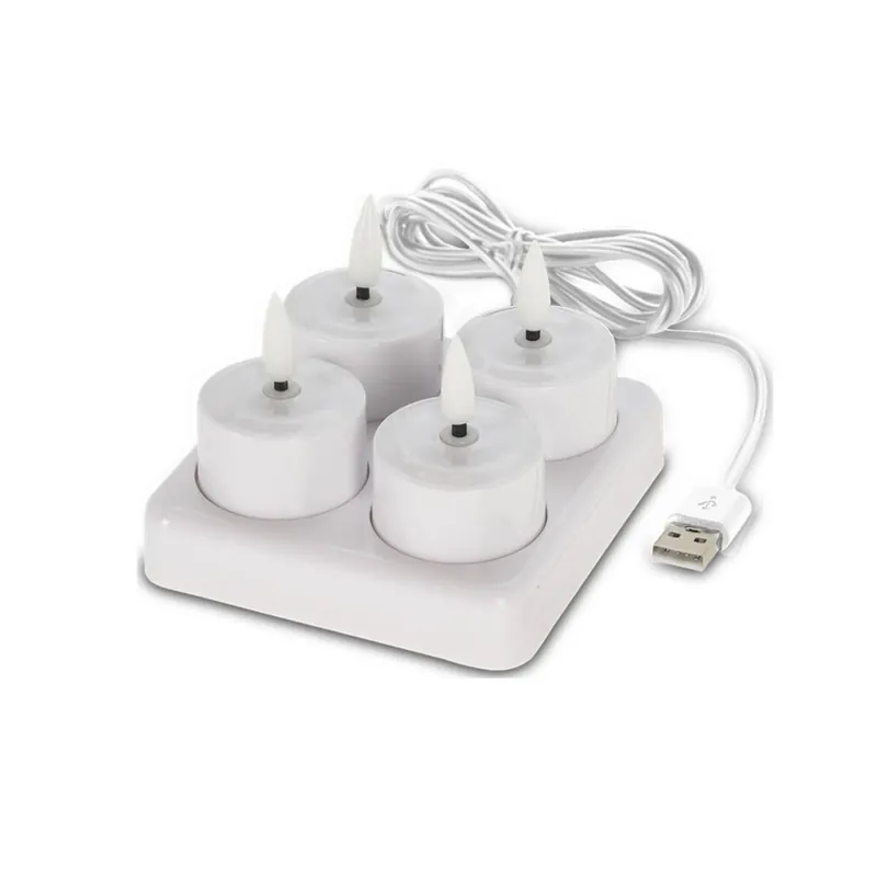 Well Home Conjunto de 4 velas LED parpadeantes con base de carga - Luces cálidas y acogedoras para el hogar
