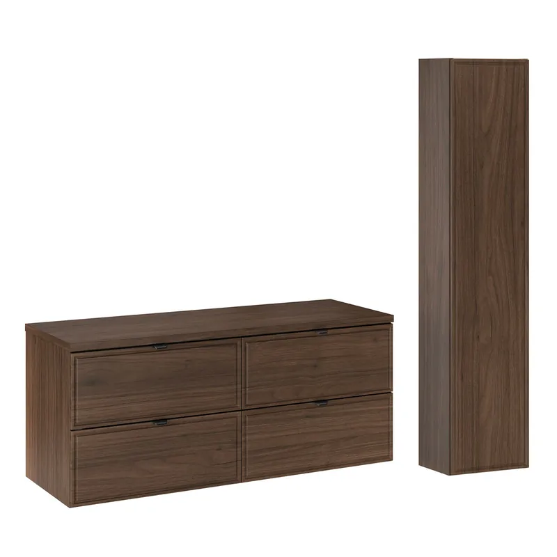 Conjunto de lavabo y columna Elias de madera oscura de 120 cm - Baño