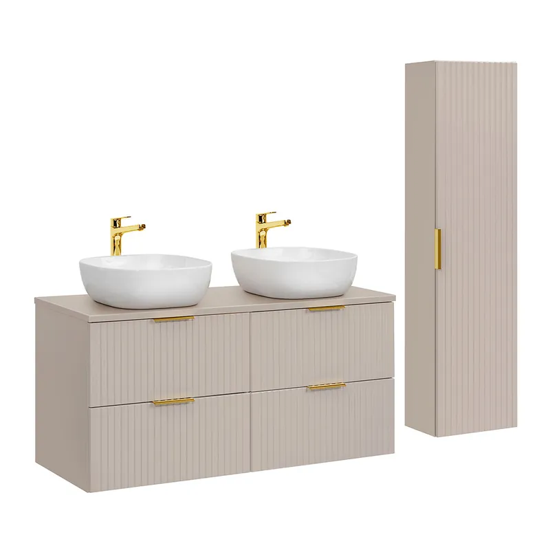 Conjunto de muebles con lavabo doble 120cm y columna Adriel Cachemira - Baño