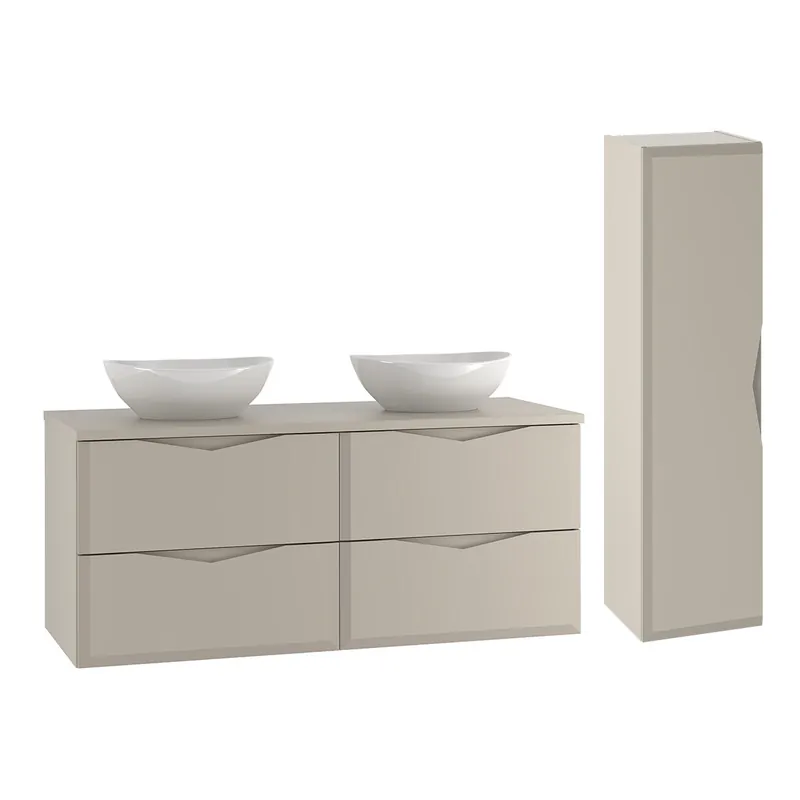 Conjunto de muebles con doble lavabo 120cm y columna Ellie Cachemira - Baño
