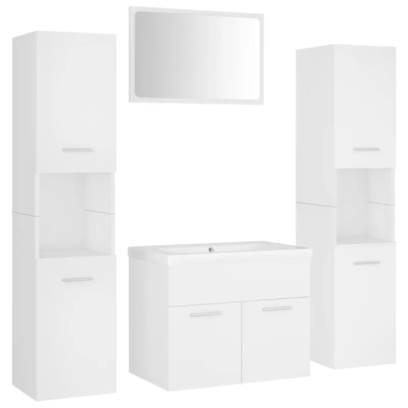 vidaXL Juego de muebles de baño madera de ingeniería blanco