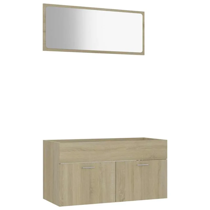 vidaXL Set de muebles baño 2 pzas madera contrachapada roble ahumado