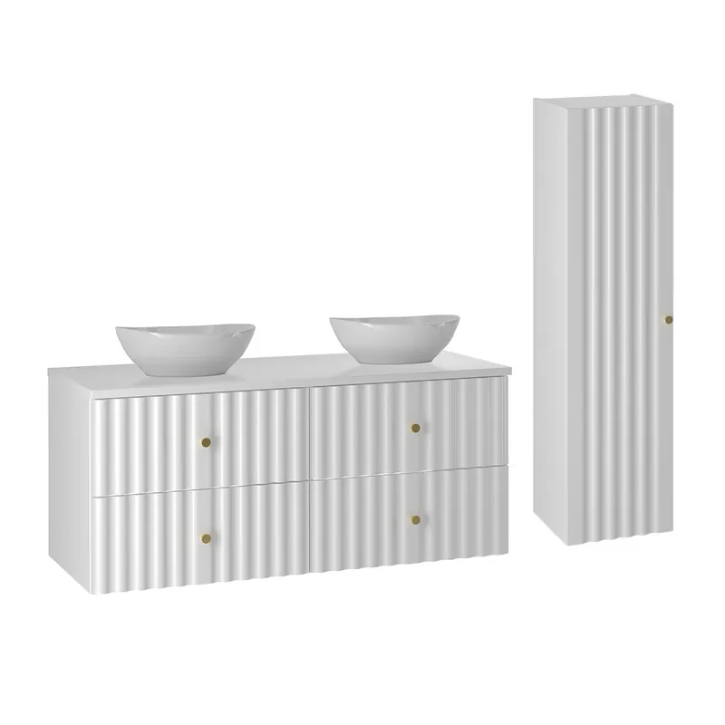 Conjunto de muebles doble lavabo 120cm y columna Izae Blanco - Baño