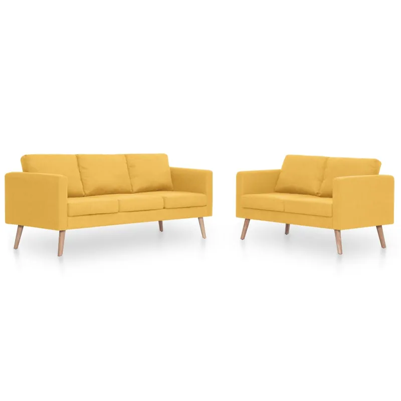 Conjunto de sofás de 2 plazas para salón salón piezas interior hogar tela amarilla 02_0019698 - Sofás sillones puffs