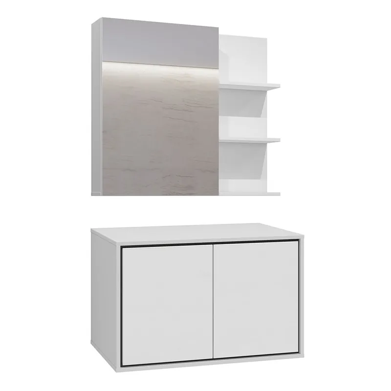 Conjunto mueble bajo lavabo 80 cm y armario espejo Sophéa Blanco - Baño