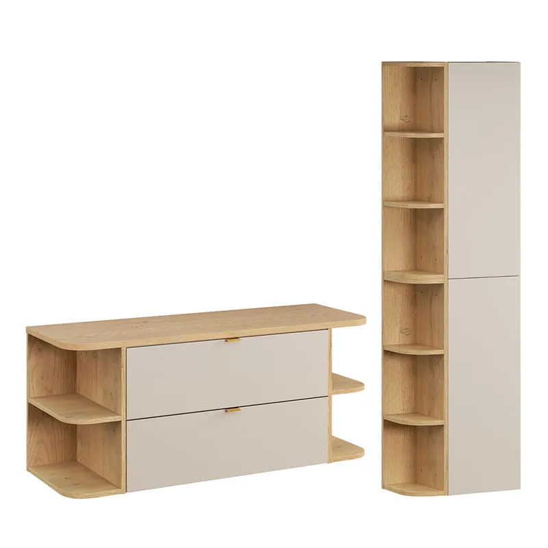 Conjunto mueble bajo lavabo 120cm y columna Azel Cachemira y Madera - Baño