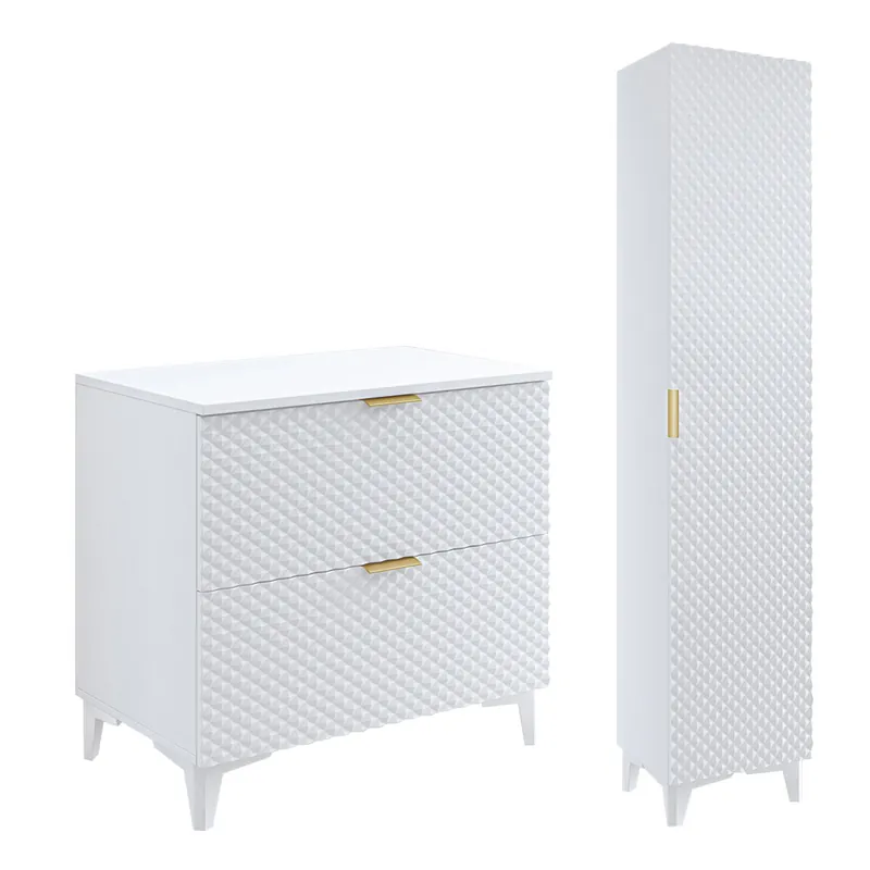 Conjunto mueble bajo lavabo 80 cm y columna con patas Cléa Blanco - Baño