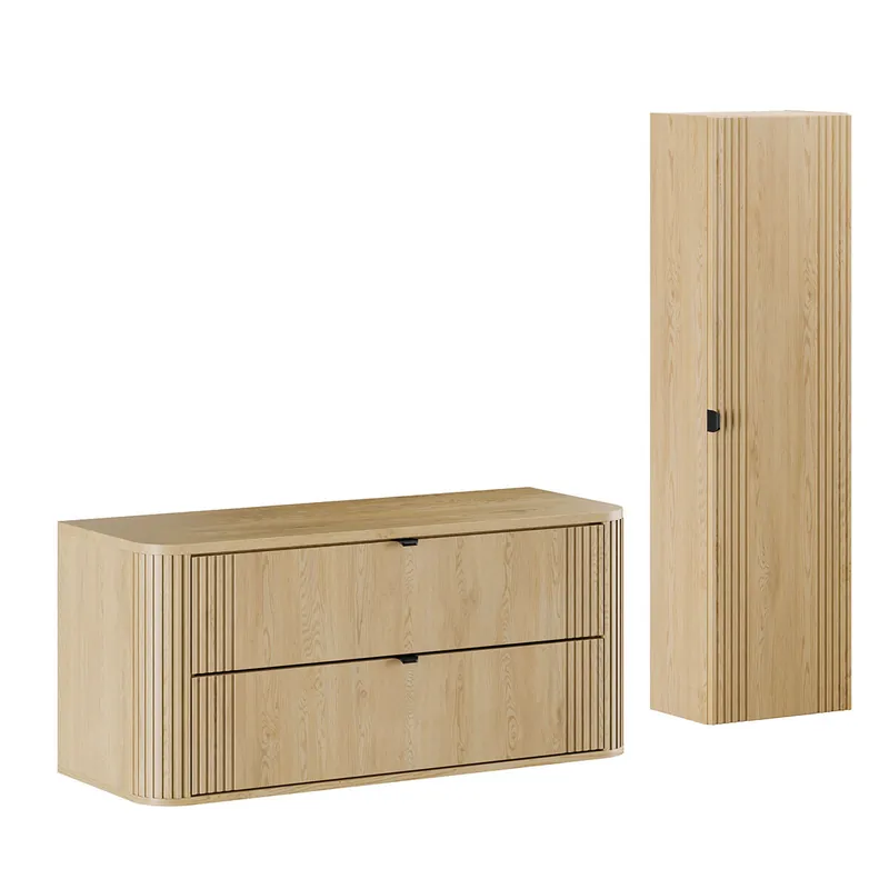 Conjunto mueble bajo lavabo 120cm y columna Mila Madera - Baño