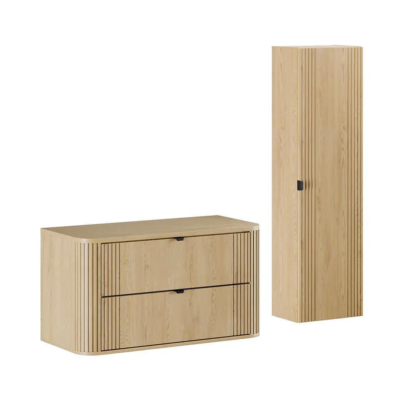 Conjunto mueble bajo lavabo 100cm y columna Mila Madera - Baño