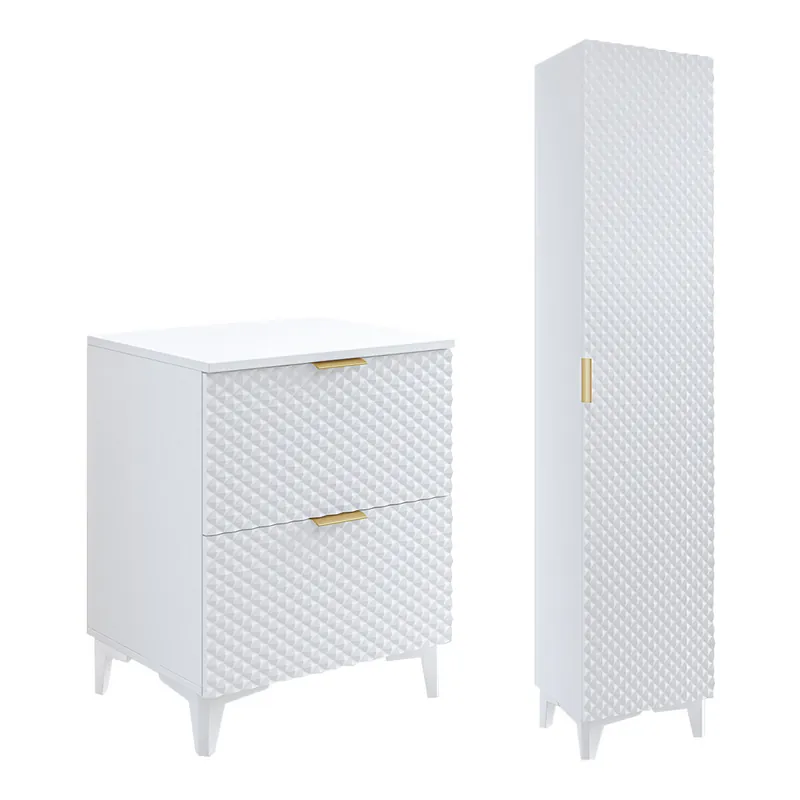 Conjunto mueble bajo lavabo 60 cm y columna sobre patas Cléa Blanco - Baño