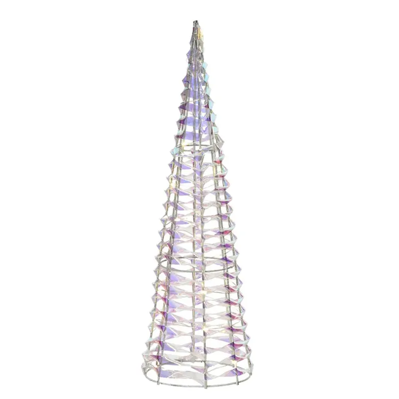 Well Home Cono decorativo Navideño con 80 micro LED de diseño retorcido color Arco iris brillante 80cm - Decoración
