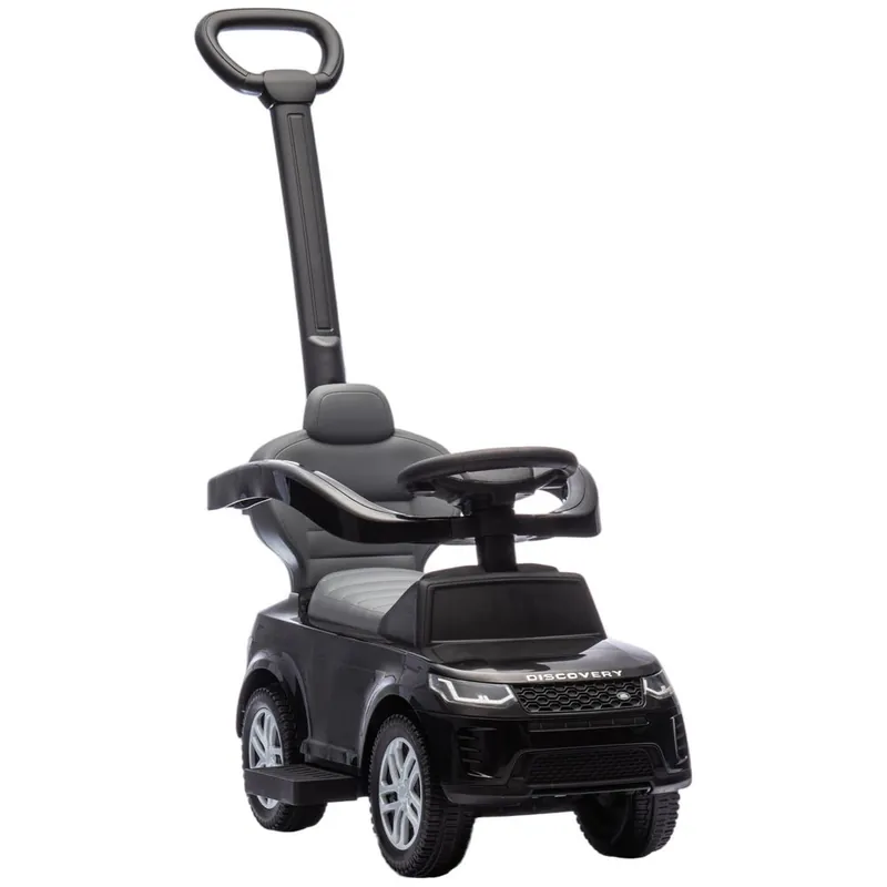 AIYAPLAY Coche Correpasillos 2 en 1 para Niños de 18-36 Meses LAND ROVER DISCOVERY, Correpasillos con Espacio de Almacenaje, Bocina, Volante, Mango de Empuje y Barandilla Extraíbles, Negro