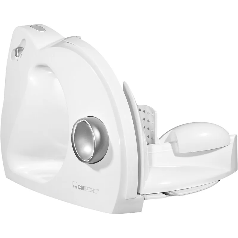 Clatronic AS 2958 Cortafiambres Plegable, Cuchilla Especial Acero Inox., Corte Ajustable, 3 Velocidades, Compacto, 180, Blanco - Electrodomésticos