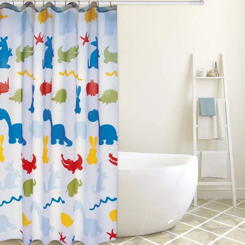 Cortina De Baño Msv "Premium" Con Diseño De Zoo 180 X 200 Cm